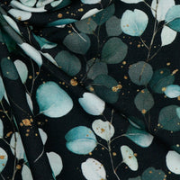 Viskose Eukalyptus Batik Blätter schwarz