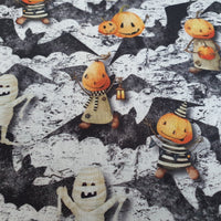 Bio Baumwollstoff / Webware Halloween Monster Mumie schwarz weiß
