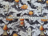 
              Bio Baumwollstoff / Webware Halloween Monster Mumie schwarz weiß
            