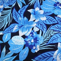
              Viskose Stretch Blumen Stickerei Blüten nachtblau türkis
            