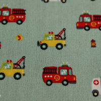 Baumwolle Webware Fahrzeuge Feuerwehr mint hellgrün