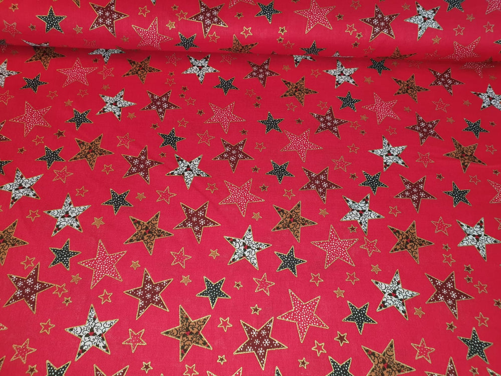 Baumwolle Weihnachten Sterne rot
