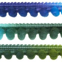 Pompomborte multicolor 10mm blau - grüner Farbverlauf