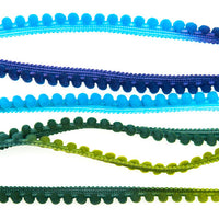 Pompomborte multicolor 10mm blau - grüner Farbverlauf